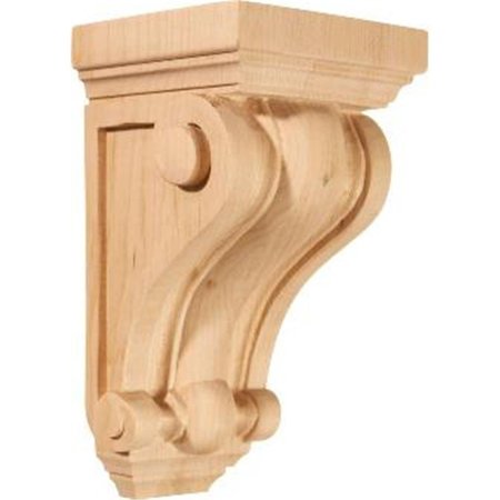 DWELLINGDESIGNS 4 in. W x 4 in. D x 7.5 in. H Devon Traditional Wood Corbel, Red Oak, Architectural Accent DW2572648